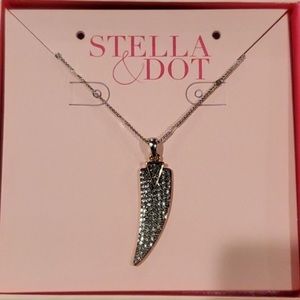 Long horn pendant necklace- mixed metal